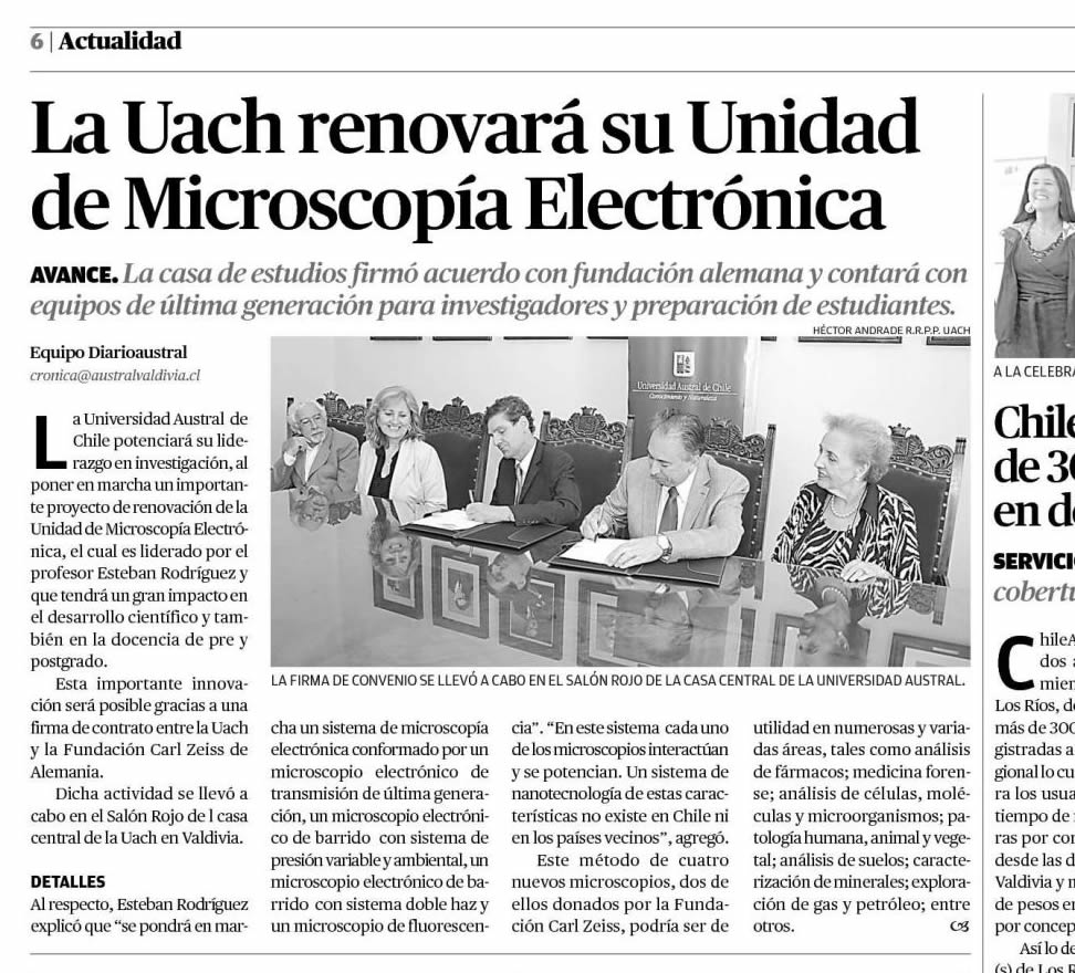 La UACh renovará su Unidad de Microscopía Electrónica